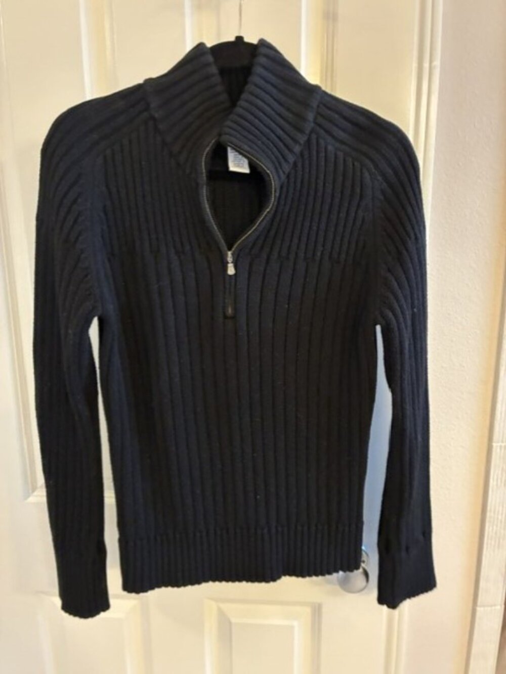 EUC Calvin Klein quarter zip ribbed mock neck sweater black size L